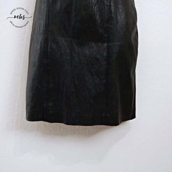 Theory Serto Lambskin Leather Textile Sheath Mini‎ Dress Black Women 6 - Picture 7 of 10